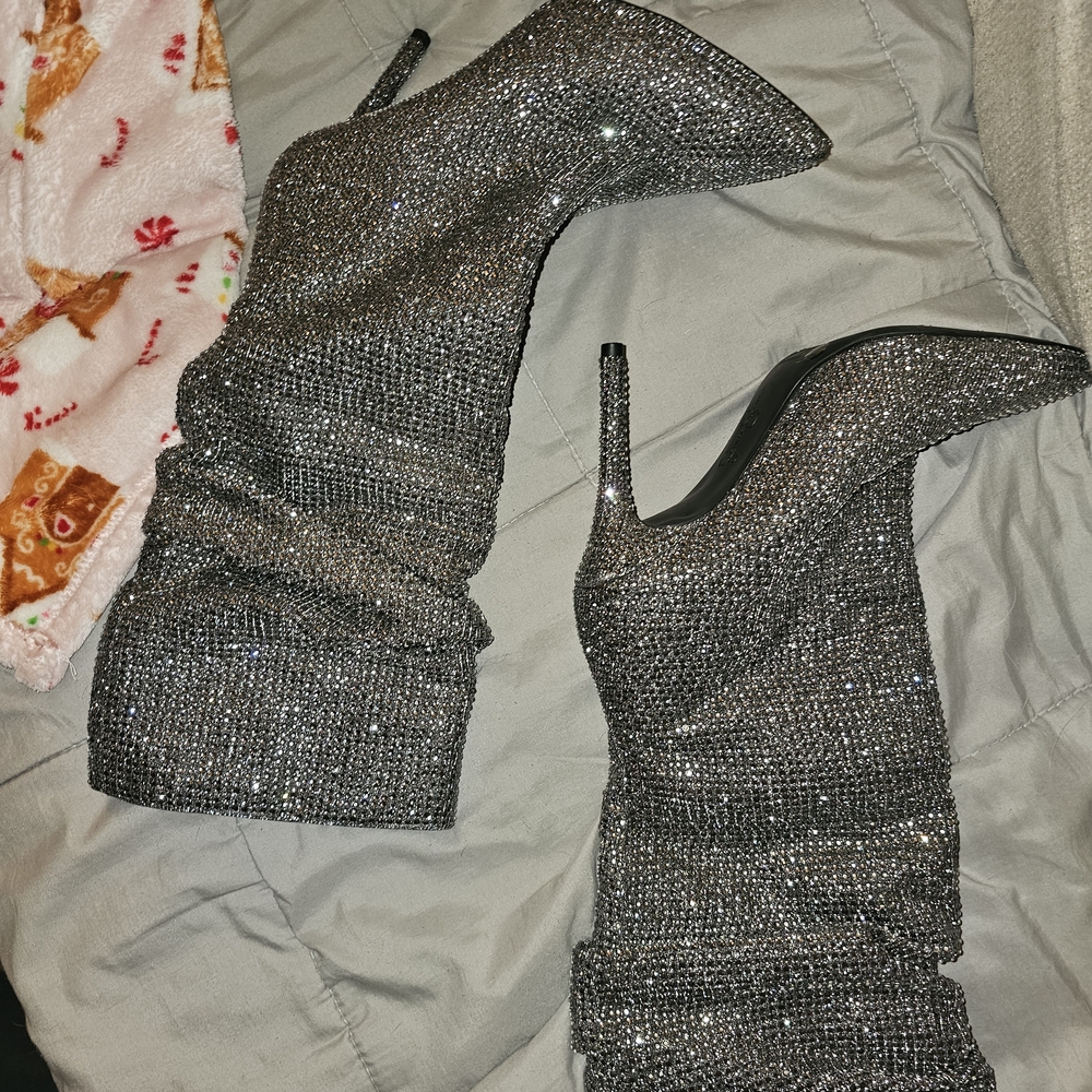 Jessica Simpson Silver Sparkly High Heel Boots